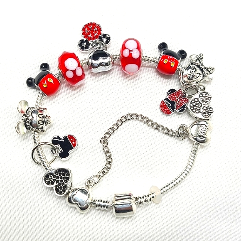 DISNEY Mickey Minnie Mouse Charm Bracelet